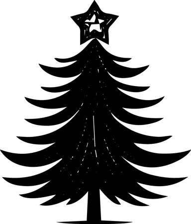 Silhouette of a Christmas tree with a star. Vector illustrationのイラスト素材
