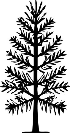 Silhouette of a pine tree. Vector illustration ready for vinyl cutting.のイラスト素材