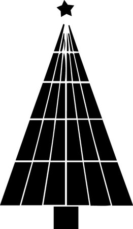 A black and white illustration of a christmas tree with a starのイラスト素材