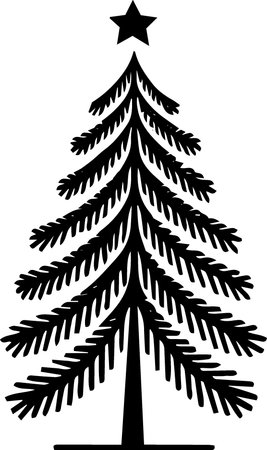 Christmas tree silhouette isolated on white background. Vector illustration. Eps 10.のイラスト素材