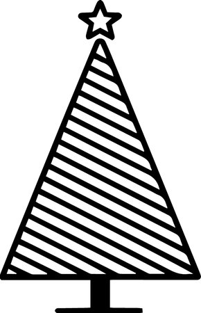 Black and white christmas tree isolated on white background. Vector illustration.のイラスト素材