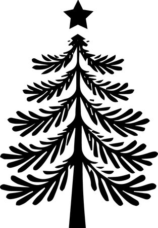 Christmas Tree Silhouette Isolated on White Background. Vector Illustrationのイラスト素材