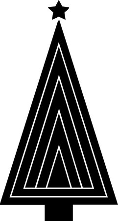 Black and white christmas tree with star icon isolated on white backgroundのイラスト素材