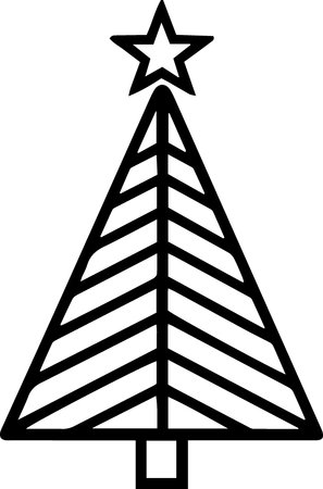 Black line Christmas tree icon isolated on white background. Merry Christmas and Happy New Year. Vectorのイラスト素材