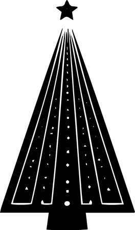 Black and white illustration of a christmas tree with a star.のイラスト素材