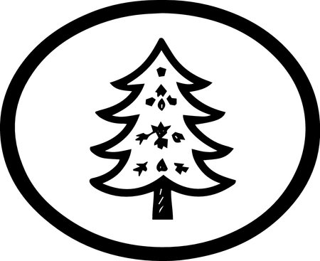 black and white christmas tree vector icon isolated on a white backgroundのイラスト素材