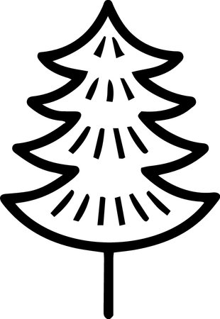 Black line Christmas tree icon isolated on white background. Merry Christmas and Happy New Year. Vector Illustrationのイラスト素材