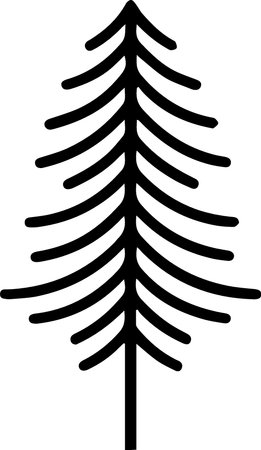 Black line Christmas tree icon isolated on white background. Merry Christmas and Happy New Year. Vector Illustrationのイラスト素材