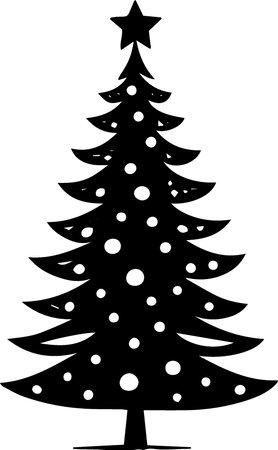 Black silhouette of a Christmas tree on a white background. Vector illustrationのイラスト素材