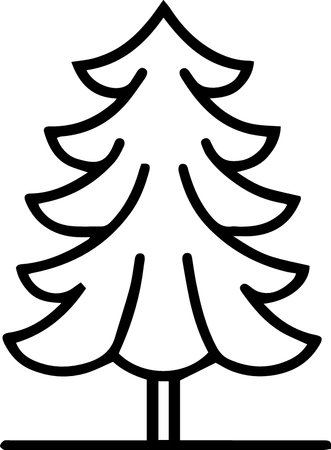 Black line Christmas tree icon isolated on white background. Vector Illustrationのイラスト素材