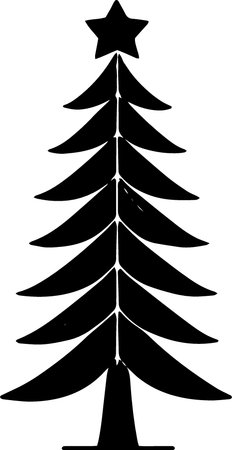 Christmas tree silhouette isolated on white background. Vector illustration. EPS 10のイラスト素材