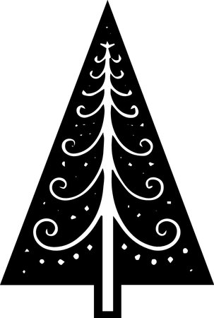 Black Silhouette of a Christmas Tree. Vector Illustration.のイラスト素材