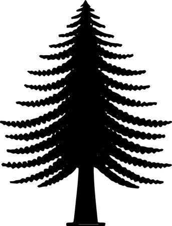 silhouette of a pine tree on a white background, vector illustrationのイラスト素材