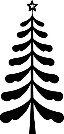 Christmas tree silhouette isolated on white background. Vector illustration for your designのイラスト素材