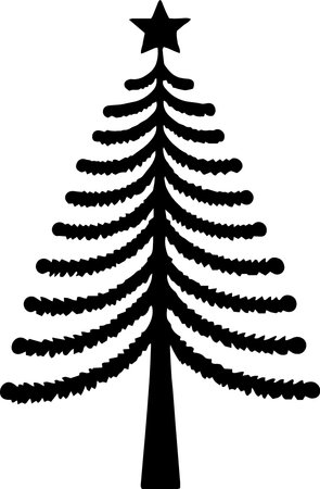 Silhouette of a Christmas tree on a white background. Vector illustrationのイラスト素材