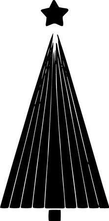 Silhouette of a Christmas tree with a star in the centerのイラスト素材