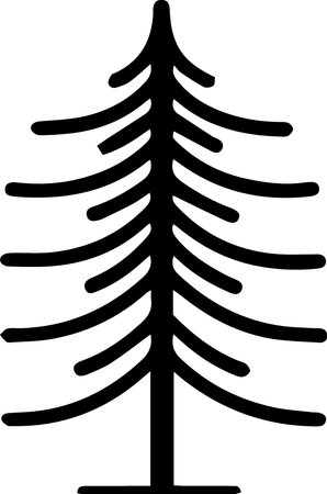 Black Silhouette of Tree icon isolated on white background. Vector Illustrationのイラスト素材