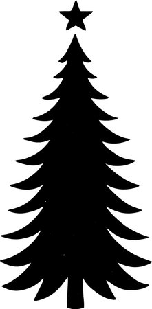 Black silhouette of a Christmas tree on a white background. Vector illustrationのイラスト素材