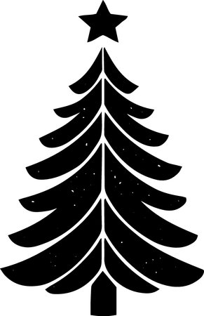 Christmas tree with star. Vector illustration isolated on a white background.のイラスト素材