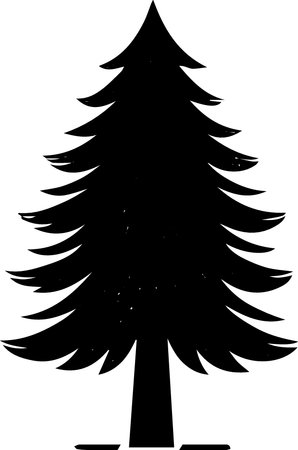 Silhouette of a Christmas tree on a white background. Vector illustrationのイラスト素材