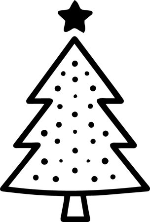 Black line Christmas tree icon isolated on white background. Vector Illustrationのイラスト素材