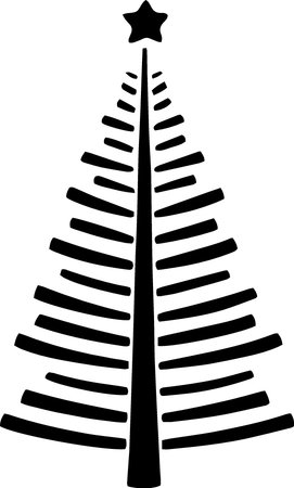 Christmas tree silhouette isolated on white background. Vector illustration. Eps 10.のイラスト素材