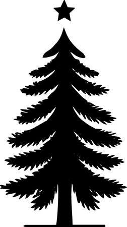 Silhouette of a Christmas tree on a white background. Vector illustrationのイラスト素材