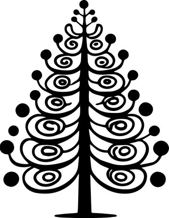 Black Silhouette of a Christmas Tree. Vector illustration ready for vinyl cutting.のイラスト素材