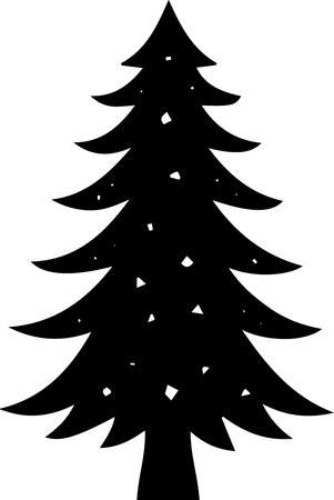 Black silhouette of a Christmas tree on a white background. Vector illustrationのイラスト素材