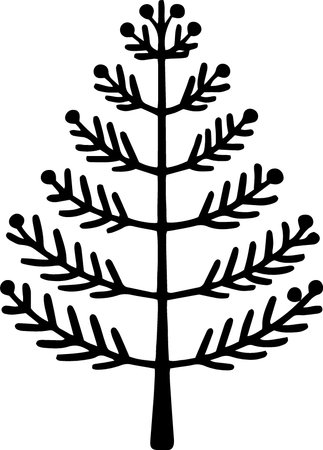 Fir tree silhouette isolated on a white background. Vector illustration.のイラスト素材