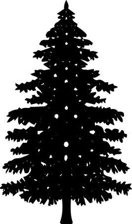 Silhouette of a Christmas tree on a white background. Vector illustrationのイラスト素材