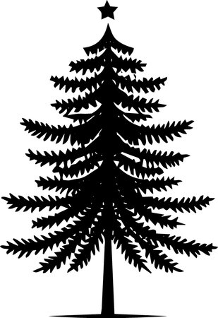 Black Silhouette of a Christmas Tree. Vector Illustration.のイラスト素材