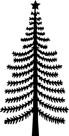 Black Silhouette of a Christmas Tree. Vector Illustration.のイラスト素材