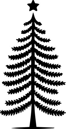 Silhouette of a Christmas tree on a white background. Vector illustrationのイラスト素材