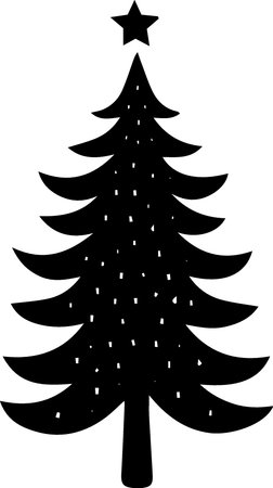 Christmas tree silhouette isolated on white background. Vector illustration. EPS 10のイラスト素材