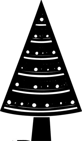 Black and White Silhouette Illustration of a Christmas Tree Isolated on White Backgroundのイラスト素材