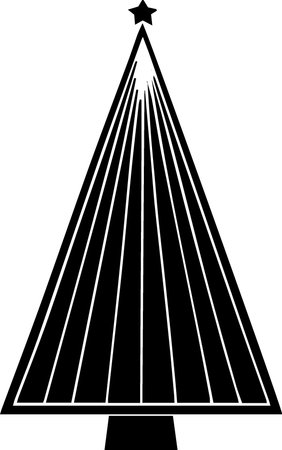 Black silhouette of a Christmas tree on a white background. Vector illustrationのイラスト素材