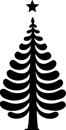 Christmas Tree Silhouette Isolated on White Background. Vector Illustrationのイラスト素材