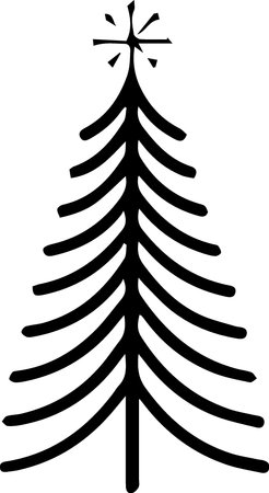 Christmas tree silhouette isolated on a white background. Vector illustration for your designのイラスト素材