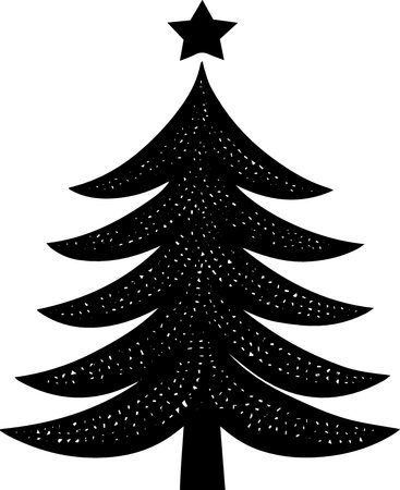 Black silhouette of a Christmas tree on a white background. Vector illustrationのイラスト素材