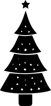 Black silhouette of a Christmas tree on a white background. Vector illustrationのイラスト素材