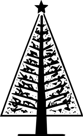 Christmas Tree Silhouette - Vector Illustration ready for vinyl cuttingのイラスト素材