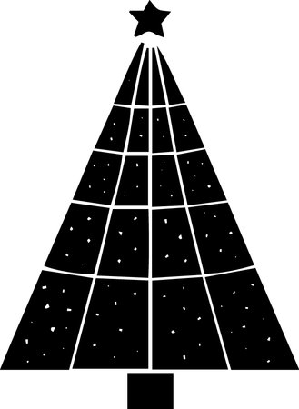 Christmas tree with star, vector illustration isolated on a white background.のイラスト素材