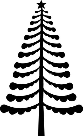 Silhouette of a Christmas tree on a white background. Vector illustrationのイラスト素材