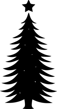 Black silhouette of a Christmas tree on a white background. Vector illustrationのイラスト素材