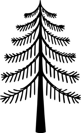Pine Tree.Vector Illustration Isolated on White Background.のイラスト素材