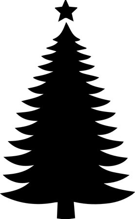 Christmas tree silhouette isolated on white background. Vector illustration. Eps 10.のイラスト素材