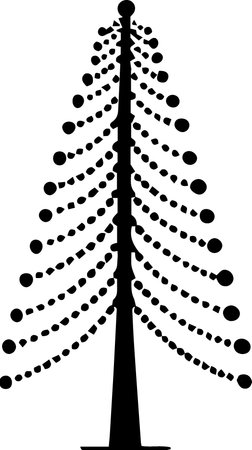 Black Silhouette of a Christmas Tree. Vector Illustration.のイラスト素材