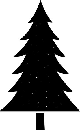 Black silhouette of a Christmas tree on a white background. Vector illustrationのイラスト素材