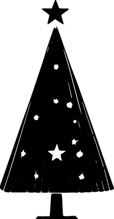 Christmas Tree Silhouette. Vector Illustration Isolated on White Backgroundのイラスト素材